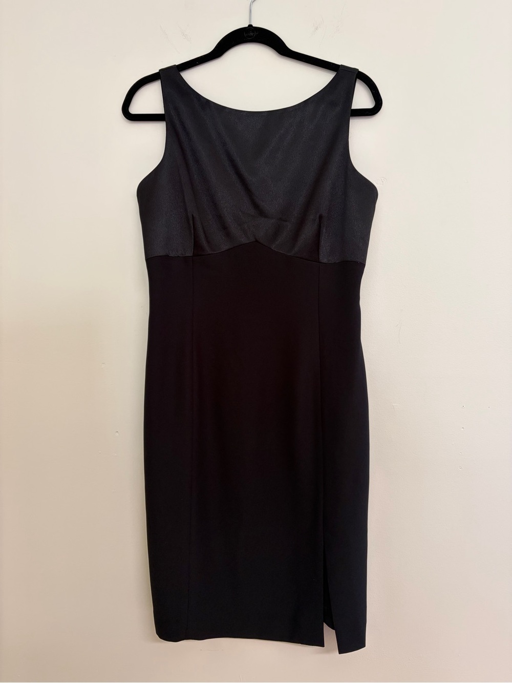 Papell Boutique Black Two-Tone Midi Sheath Dress